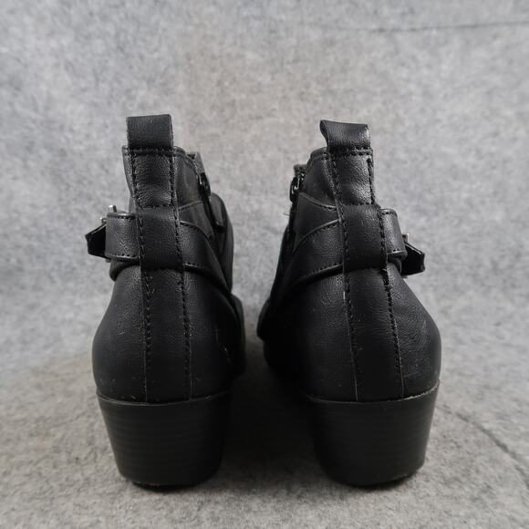 Booties Shoes Womens 9.5 Ankle Boots Casual Classic Black Western Zip Buckle - Picture 6 of 13